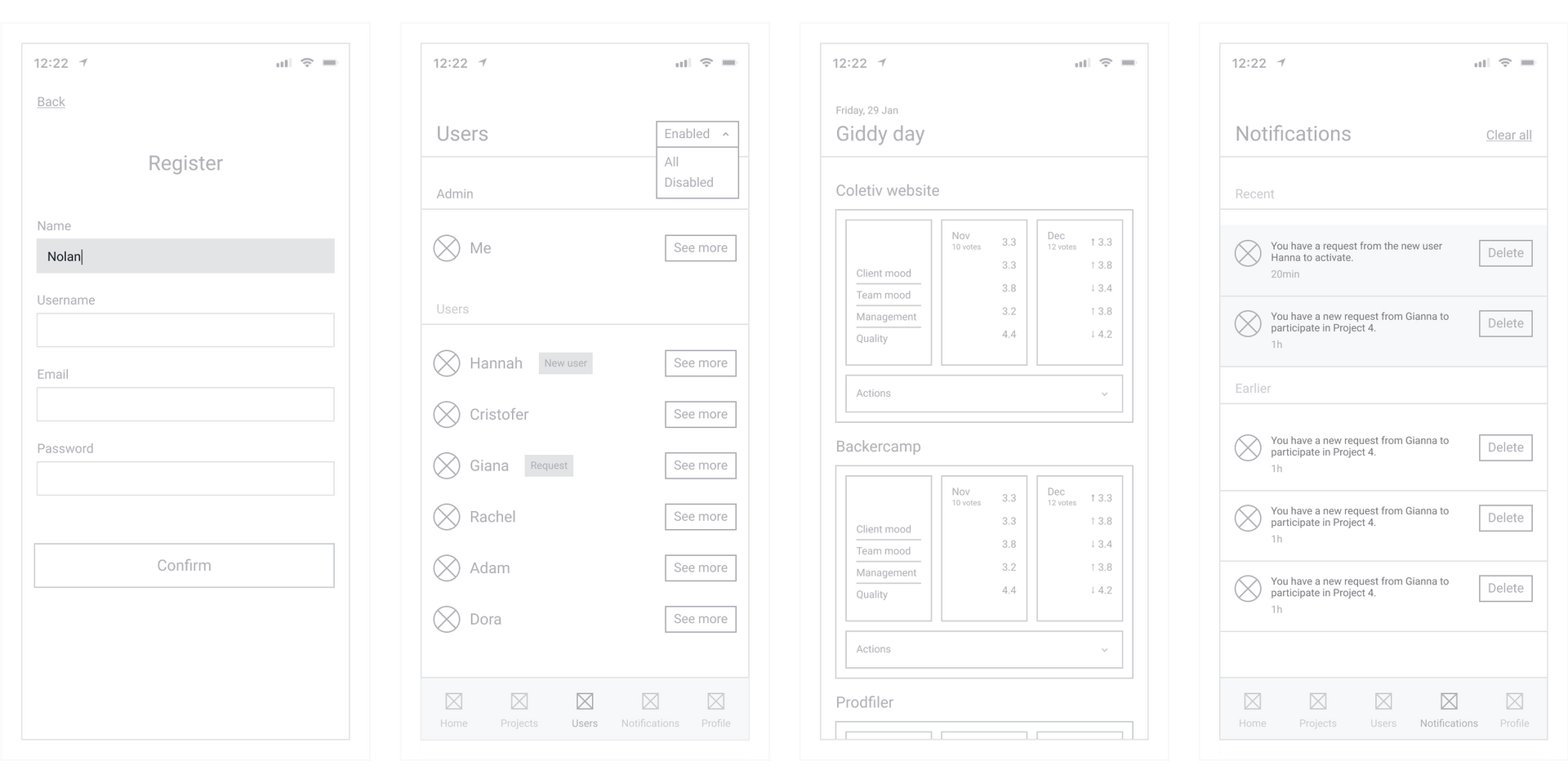 Product Design Services - Wireframes